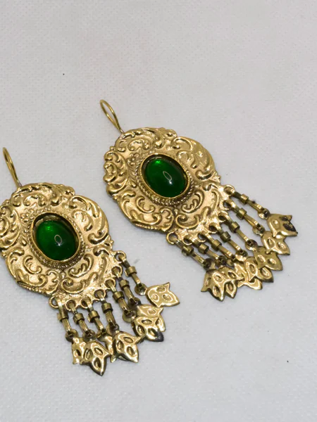 Afghani Earrings - Gold Oxidized Jewelry - Antique Earrings