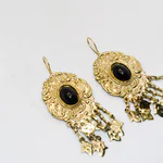 Afghani Earrings - Gold Oxidized Jewelry - Antique Earrings