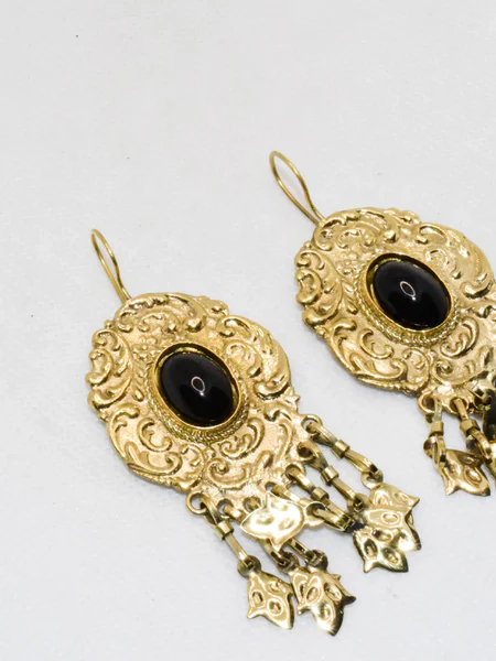 Afghani Earrings - Gold Oxidized Jewelry - Antique Earrings