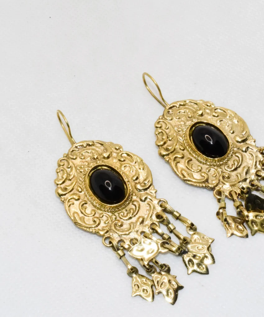 Afghani Earrings - Gold Oxidized Jewelry - Antique Earrings