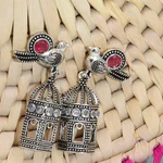 Bird Cage - silver drop earrings