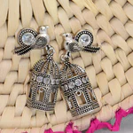 Bird Cage - silver drop earrings