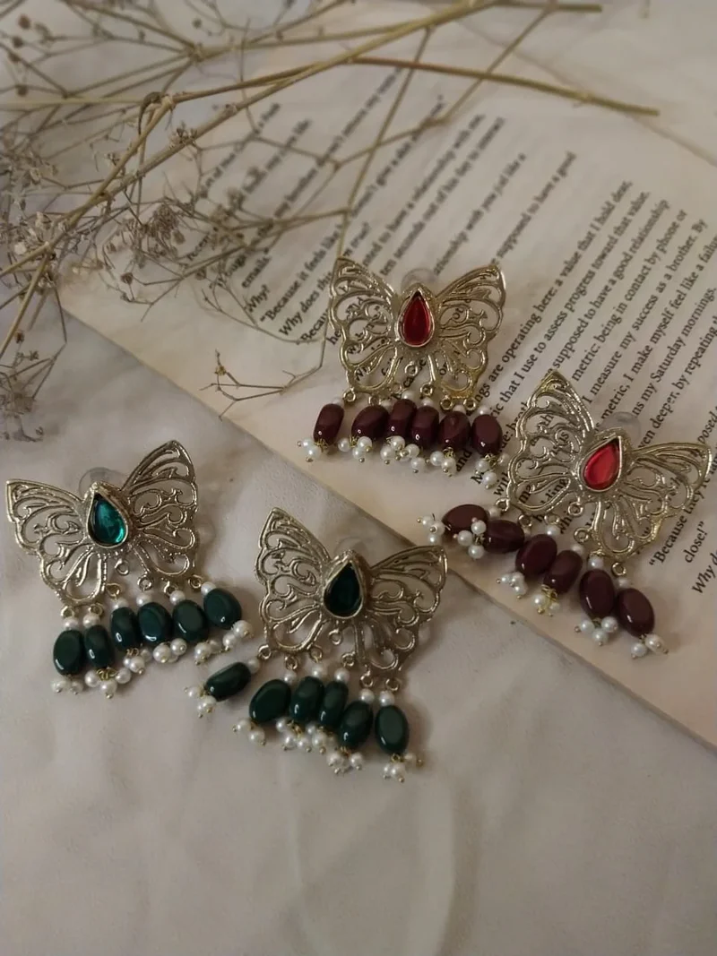 Butterfly Earrings - Antique Oxidized