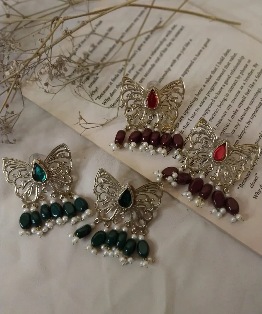 Butterfly Earrings - Antique Oxidized