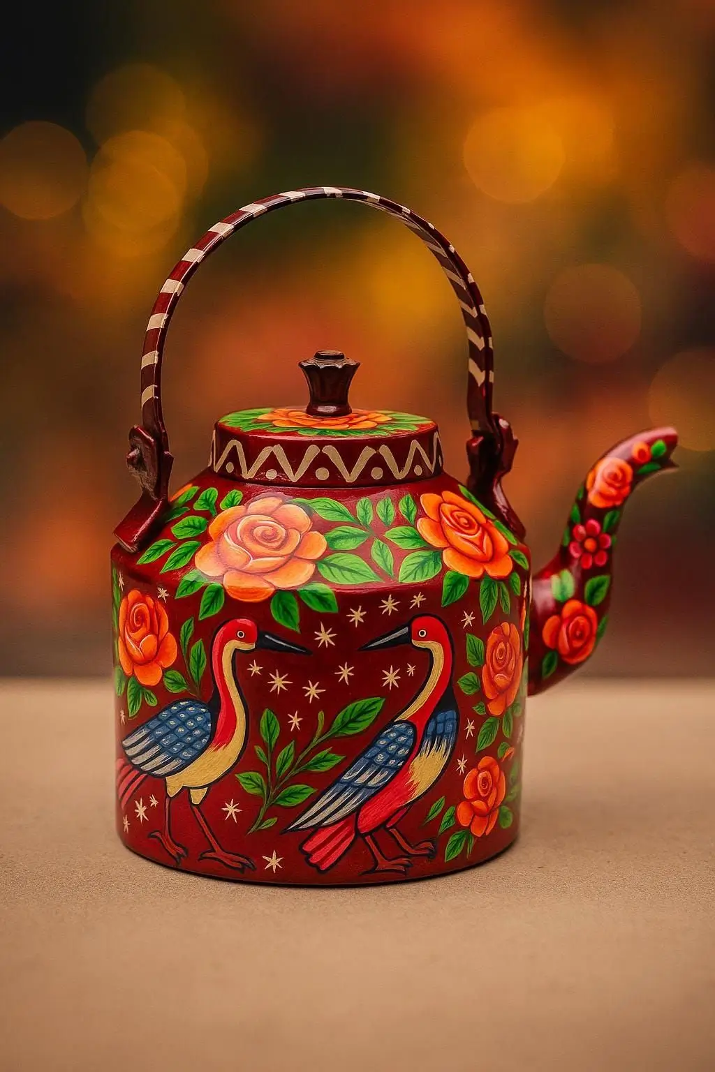 Hand Painted Kettle with Mugs