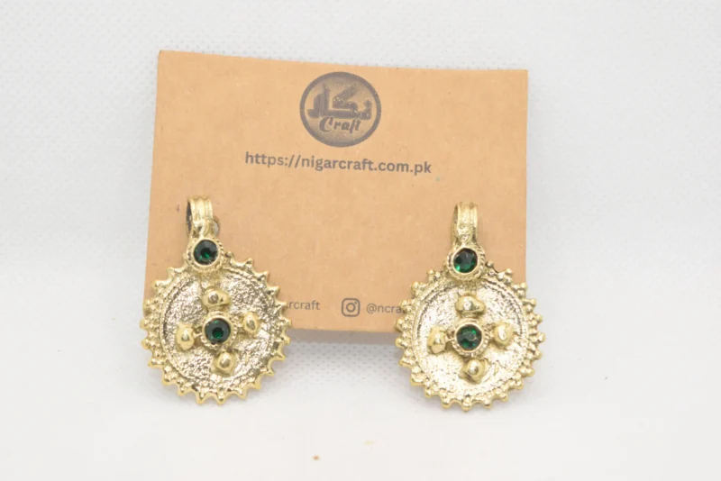 Lapis Afghan Gold Studs in Red, Green and Black 08