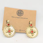 Lapis Afghan Gold Studs in Red, Green and Black 08