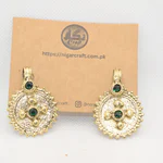 Lapis Afghan Gold Studs in Red, Green and Black 08