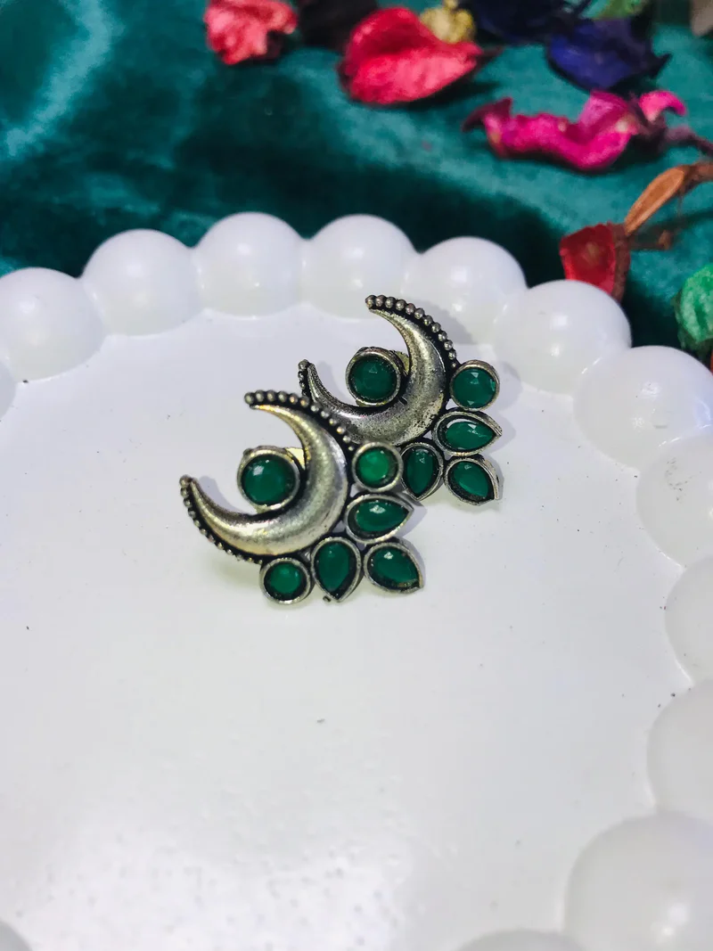 Moon Silver Stud Earrings