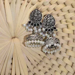 Shiny Silver Jhumka Earrings