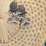 Shiny Silver Jhumka Earrings