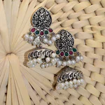 Shiny Silver Jhumka Earrings
