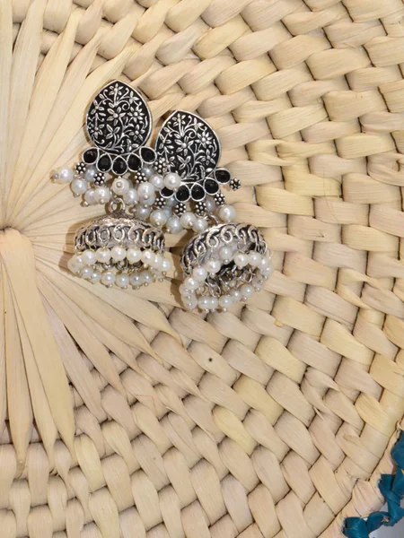 Shiny Silver Jhumka Earrings