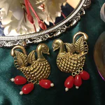 Silver Peacock Earrings