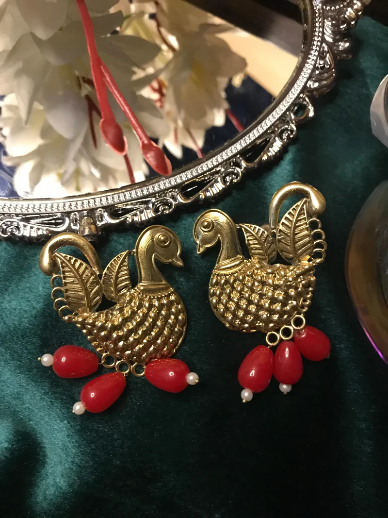 Silver Peacock Earrings
