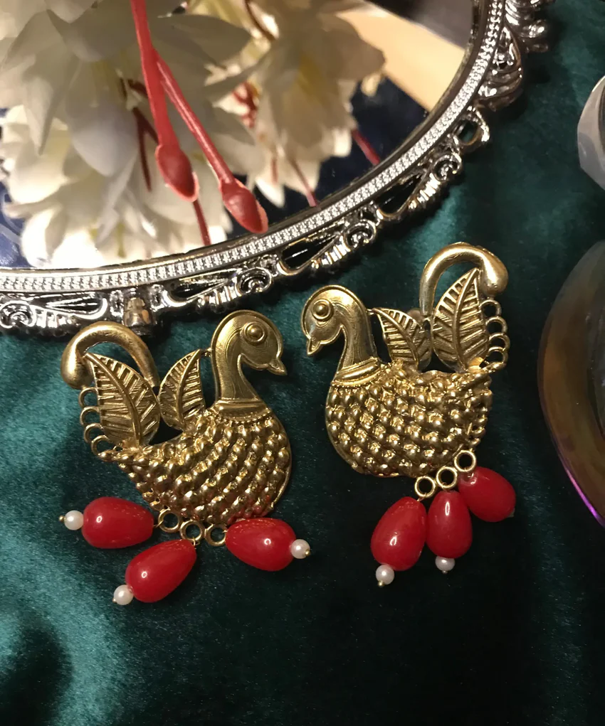 Silver Peacock Earrings