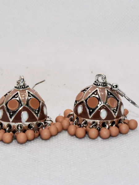 Small Jhumki with Multicolor - Brown