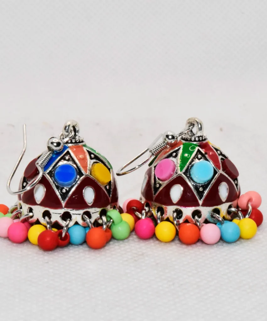 Small Jhumki with Multicolor - Brown
