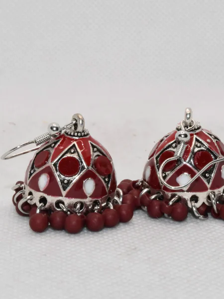 Small Jhumki with Multicolor - Brown