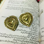 Antique Small Heart Earrings Gold