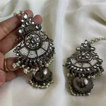 White Pearl Kundan Earrings with Sahara