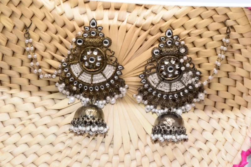 White Pearl Kundan Earrings with Sahara (4)