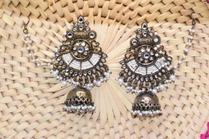 White Pearl Kundan Earrings with Sahara (4)