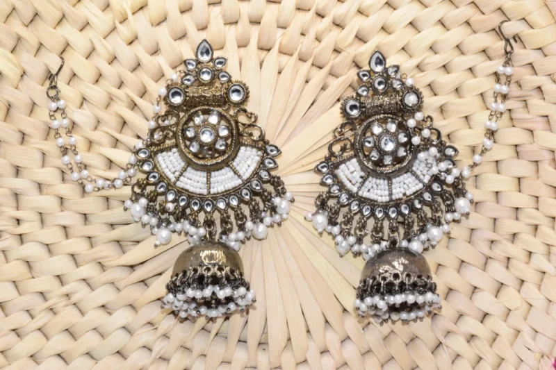 White Pearl Kundan Earrings with Sahara (4)
