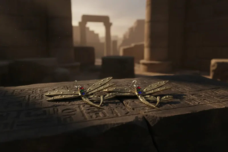 Antique Gold Long Butterfly Earrings