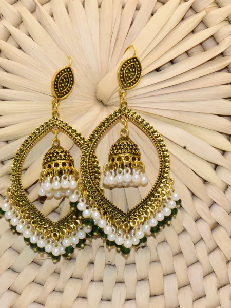 Antique Gold Long Jhumki Earrings 09