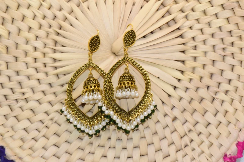 Antique Gold Long Jhumki Earrings 09