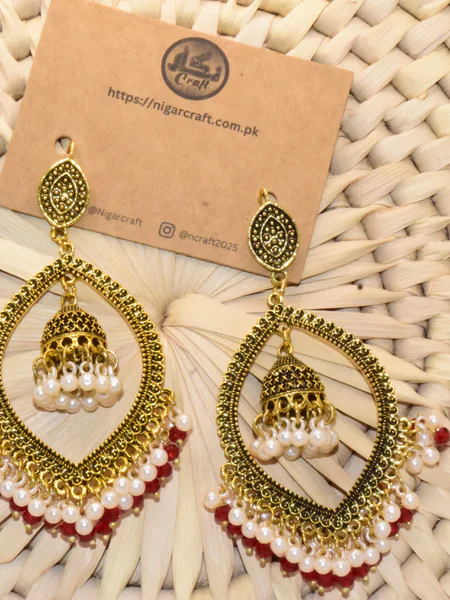 Antique Gold Long Jhumki Earrings 09