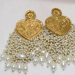 Antique Gold White Long Beads Earrings