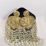 Antique Gold White Long Beads Earrings