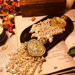 Antique Gold White Long Beads Earrings