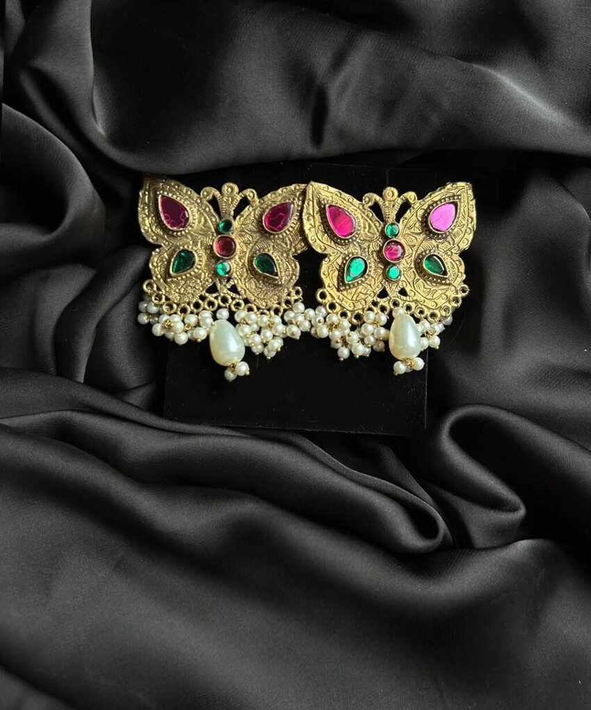 Cute Butterfly Golden Oxidized Earrings