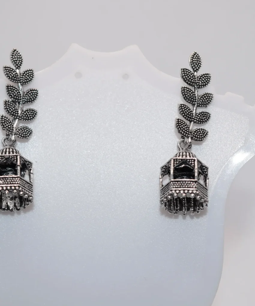 Silver Leaf Earrings Jhumkay