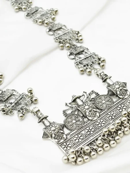 Long Mala Necklace - Oxidized Jewelry = Silver Mala