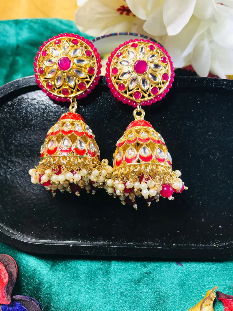 Lovely Jhumka Pearl Kundan Earrings