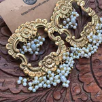 Oxidized Gold Flower Gajra Earrings