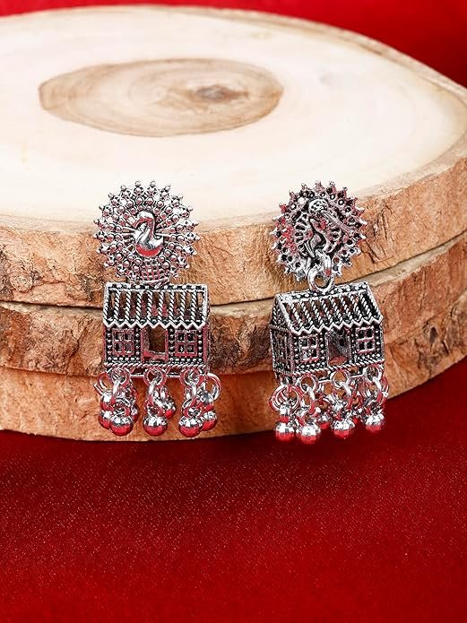 Peacock Earrings Silver