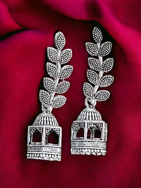 Silver Leaf Earrings Jhumkay