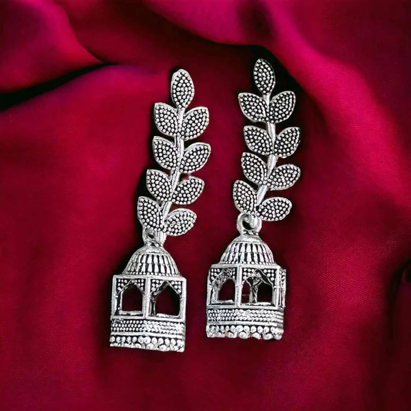 Silver Leaf Earrings Jhumkay