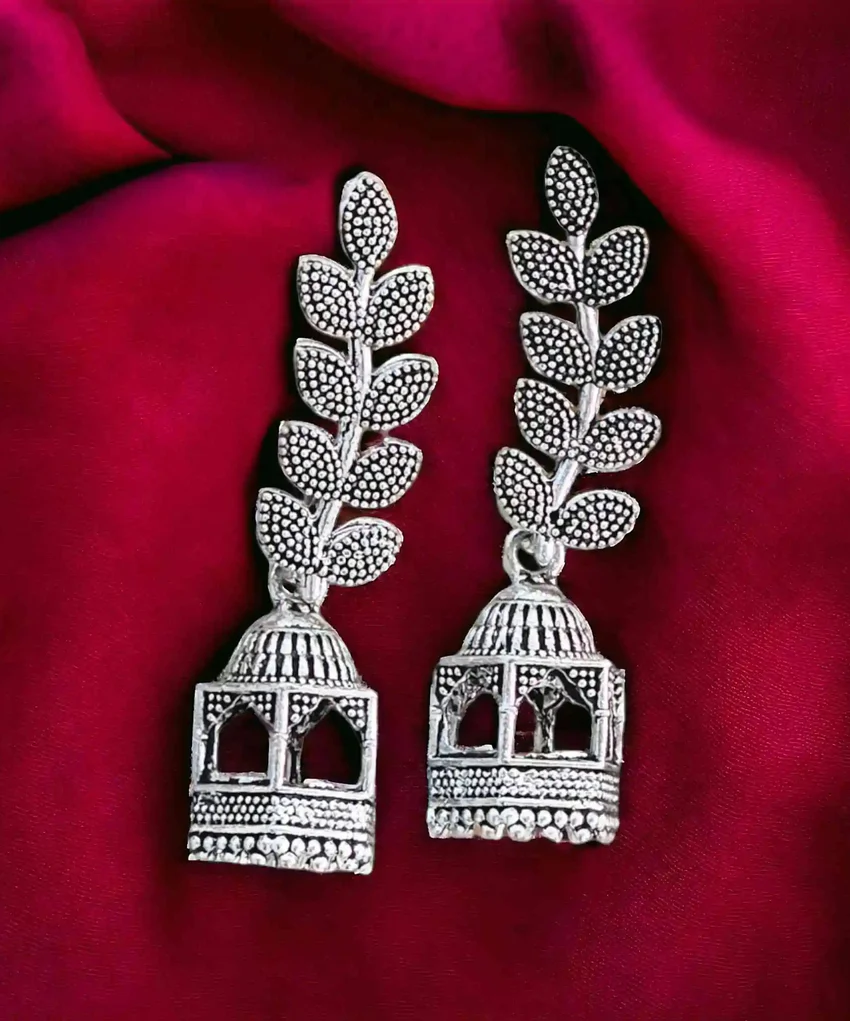 Silver Leaf Earrings Jhumkay