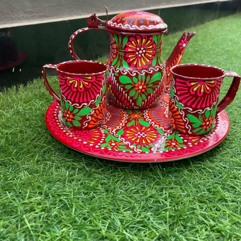 Truck Art Tea Cups and Kettle Set (1)