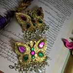 Cute Butterfly Golden Oxidized Earrings