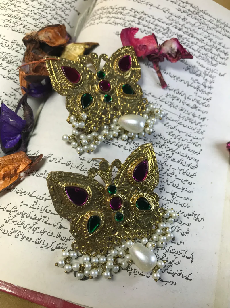 Cute Butterfly Golden Oxidized Earrings
