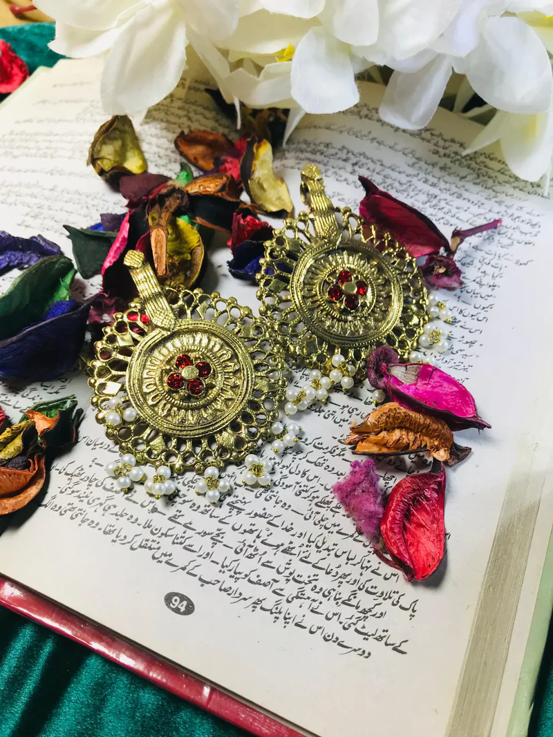 Red boho earrings