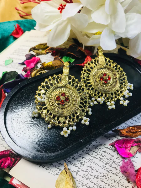 Red boho earrings