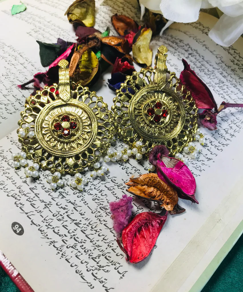 Red boho earrings